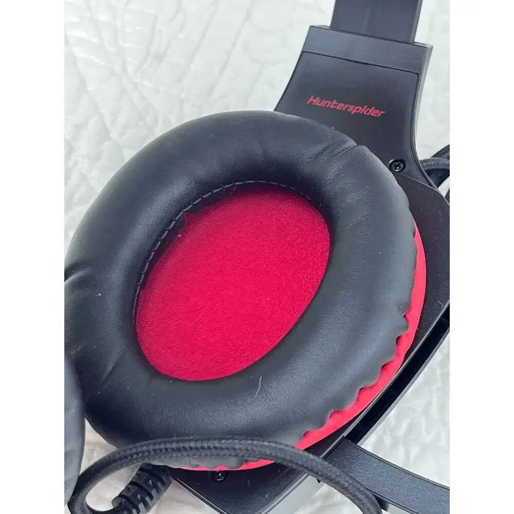 Hunterspider V1 Red/Black Gaming Headset Wired Over Ear w/ Mic for PC PS4 Xbox